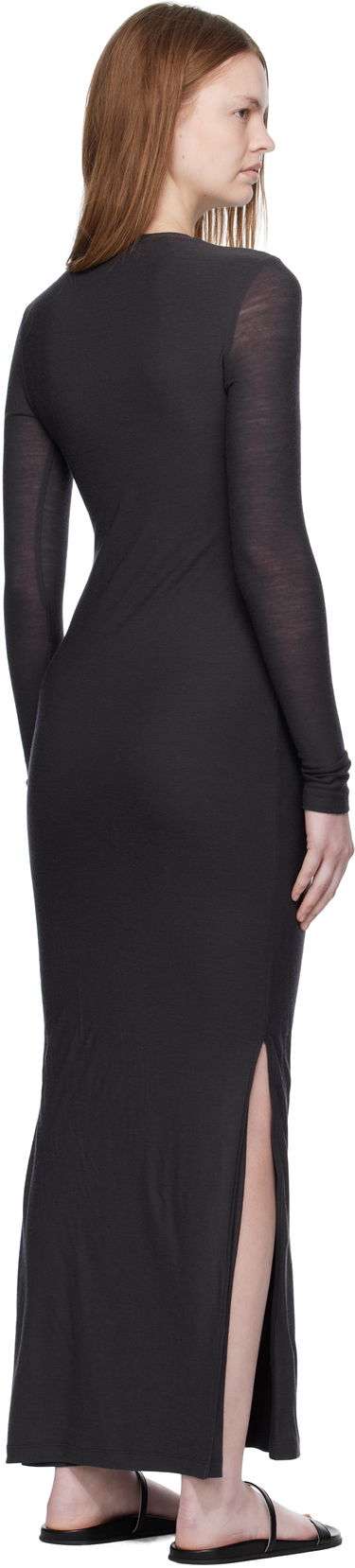 Kjole Nanushka Nanushka Linora Draped Wool Jersey Maxi Dress Sort | NW25PFDR10792, 2