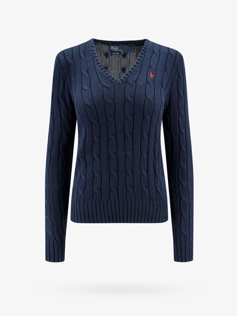 Sweater Polo by Ralph Lauren Cable Knit V-Neck Sweater Blå | 211891641002