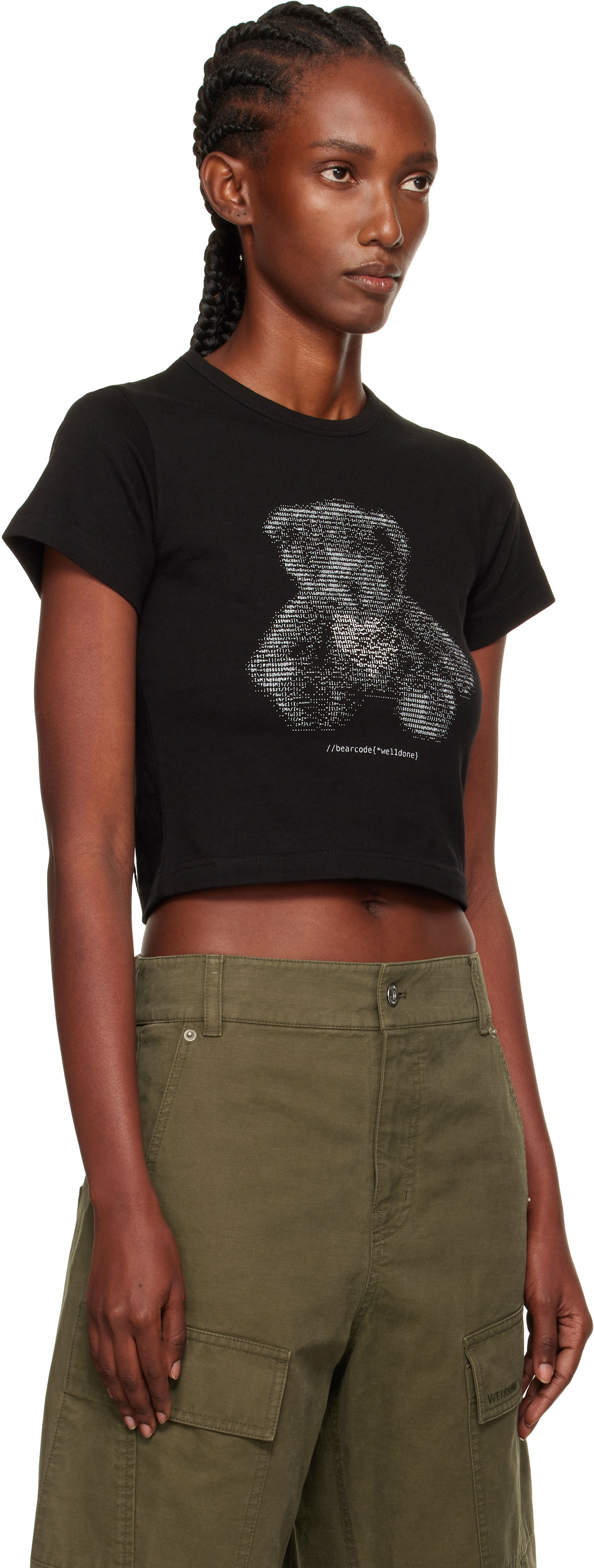 T-shirt We11done We11done Code Teddy Cropped T-Shirt Sort | WD-TT2-25-770-W-BK, 1
