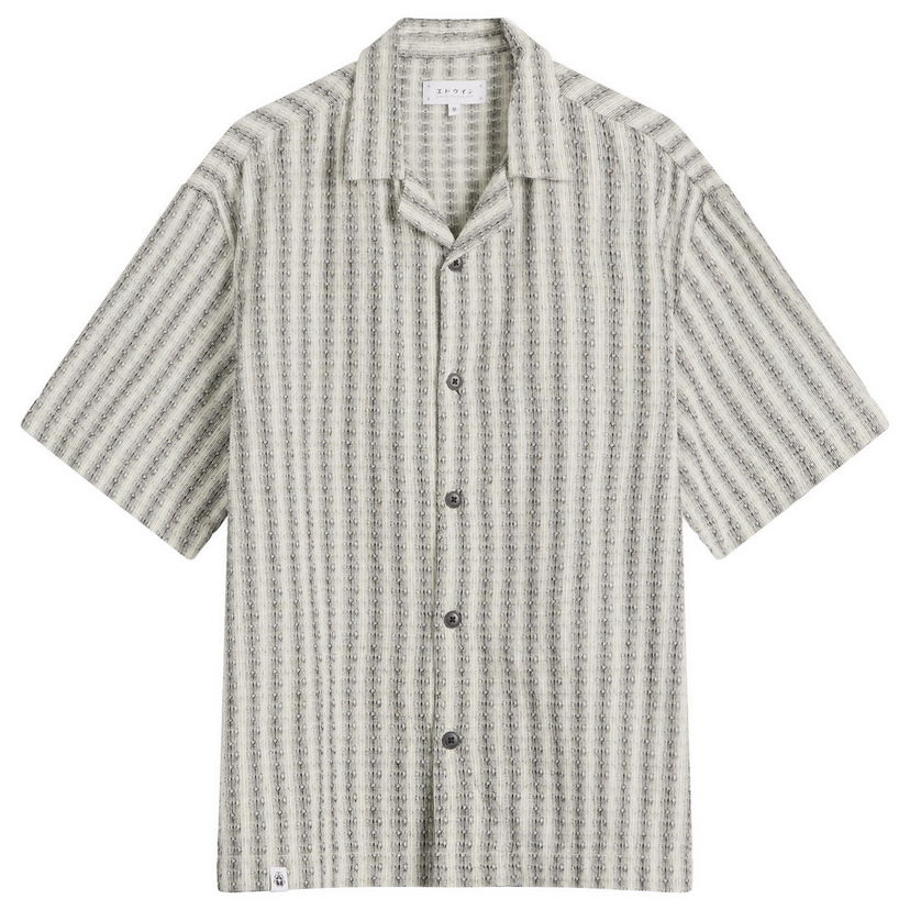 Skjorte EDWIN Saga Striped Short Sleeve Shirt Beige | I035018-0D267