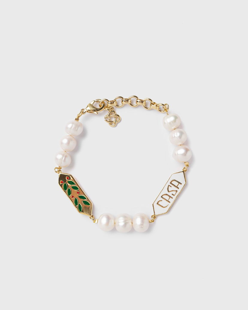 Armbånd Casablanca Laurel Pearl Gold-Plated Bracelet Hvid | APF25-JW-091-01