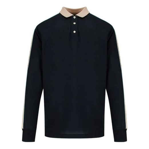 Polo skjorte Gucci Gucci Long Sleeve Polo with Side Stripes Mørkeblå | 598955-XJB0Q-1082