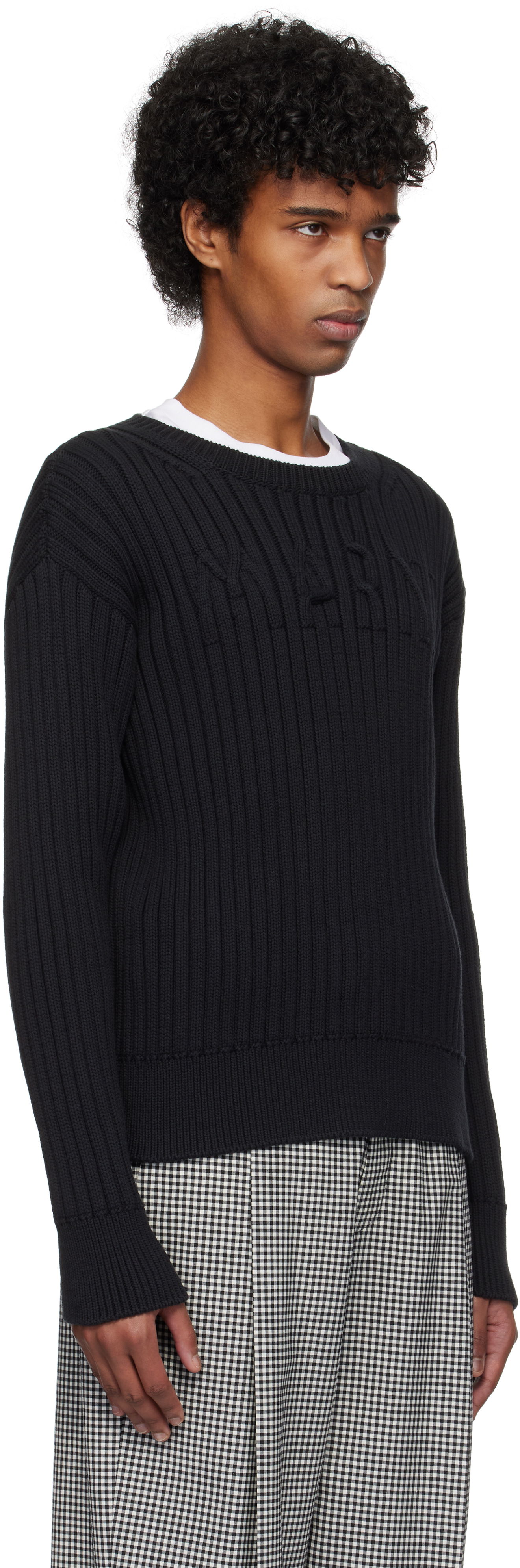Sweater Marni Marni Cable Logo Crewneck Sweater Sort | GCMG0430A0 UFC950, 1
