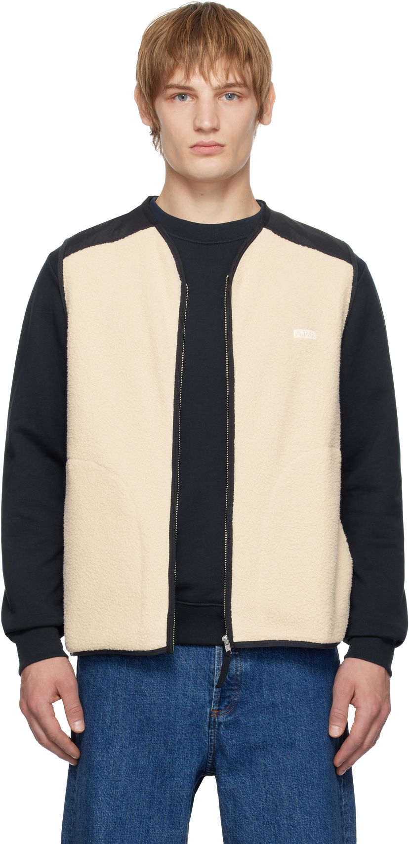 Vest A.P.C. Fleece & Nylon Panel Vest Beige | PSAIF-M32006
