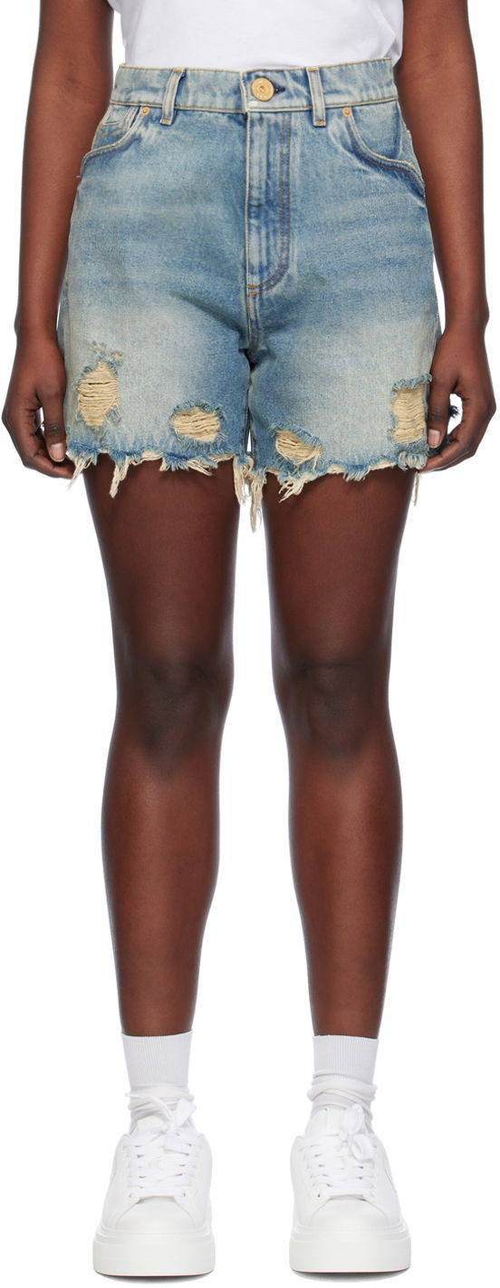 Shorts Balmain Vintage Denim Shorts Blå | CF1MA120DE04