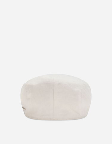 Baret Dolce & Gabbana Linen Twill Flat Cap With Logo Embroidery Hvid | GH587ZFU4L0W0001, 3