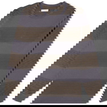 T-shirt Pop Trading Company Long Sleeve Bold Stripe T-Shirt Charcoal/Delicioso Brun | POPAW23-02-003, 0