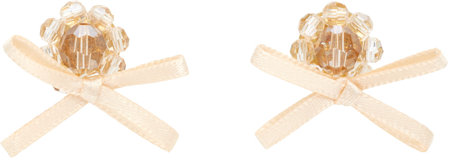 Øreringe Simone Rocha Simone Rocha Petite Bow Daisy Stud Earrings Beige | ERG552 0903, 0