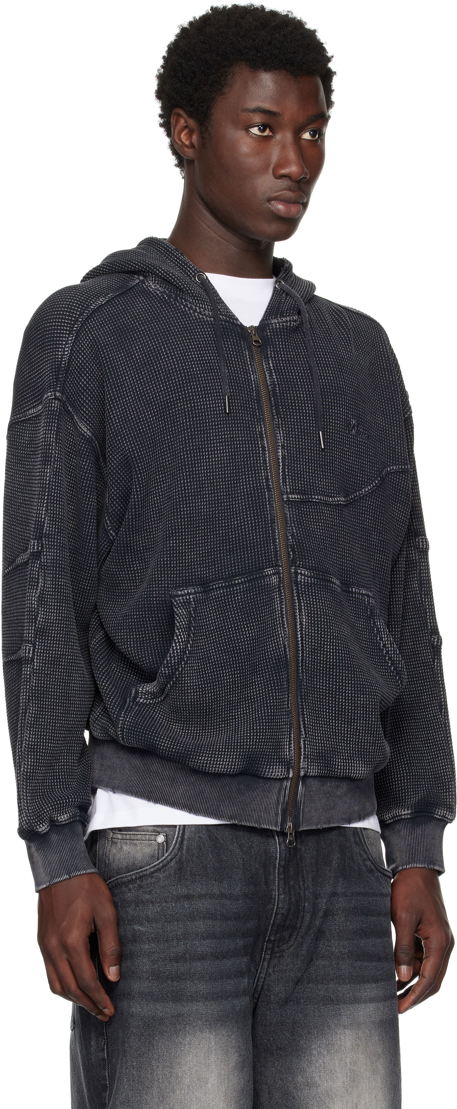 Sweatshirt Dime Dime Premium Waffle Zip Hoodie Sort | DIMESU258BLK, 1