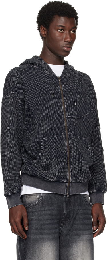 Sweatshirt Dime Dime Premium Waffle Zip Hoodie Sort | DIMESU258BLK, 1