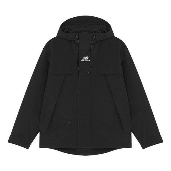 Vindjakke New Balance Embroidered Colorblock Hooded Jacket Sort | 5AC14103-BK