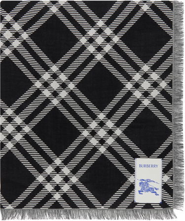 Tørklæde Burberry Burberry Wide Check Wool Silk Scarf Sort | 8110162, 0