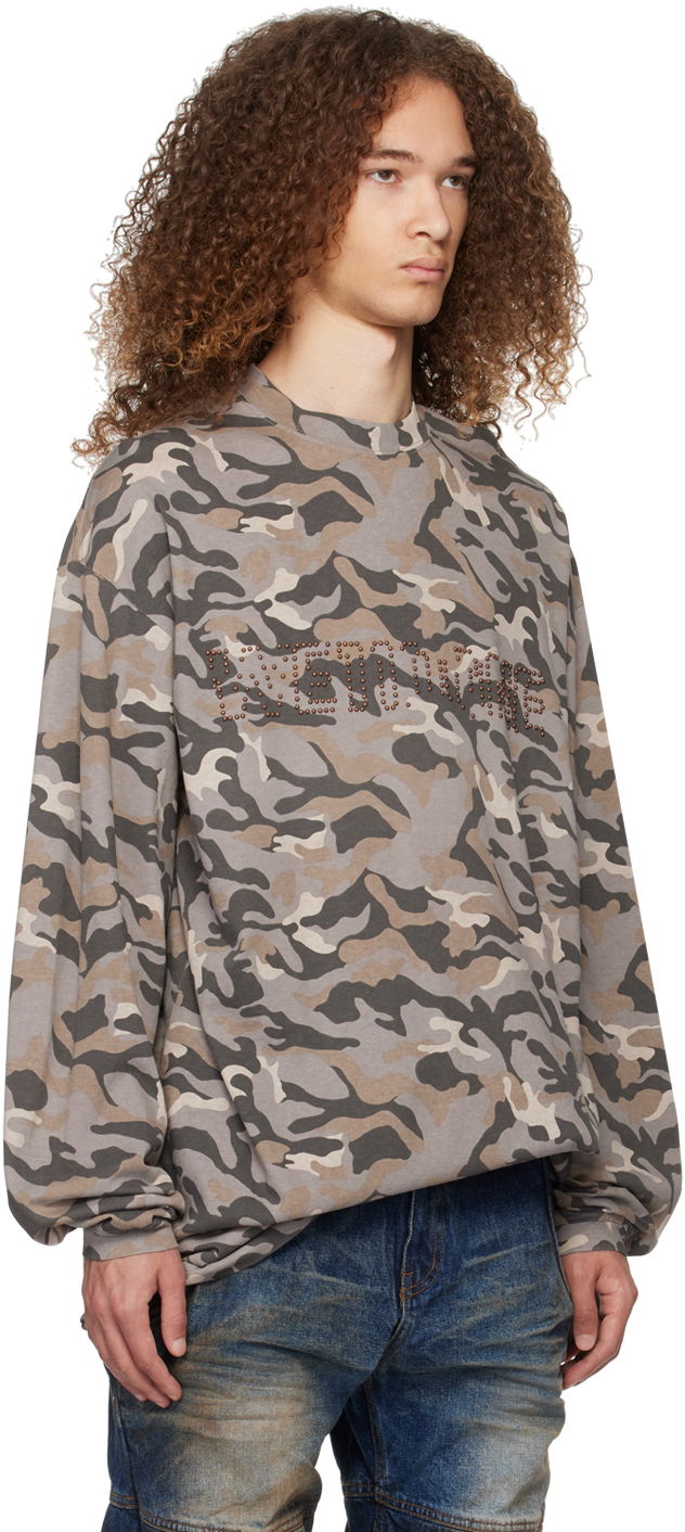 Sweater We11done We11done Camo Long Sleeve T-Shirt Grå | WD-TT0-24-792-U-GY, 1