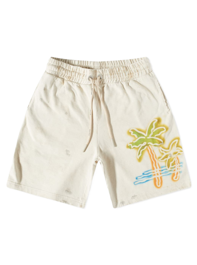 Shorts Palm Angels Neon Palm Sweat Short Beige | PMCI010S23FLE0050384