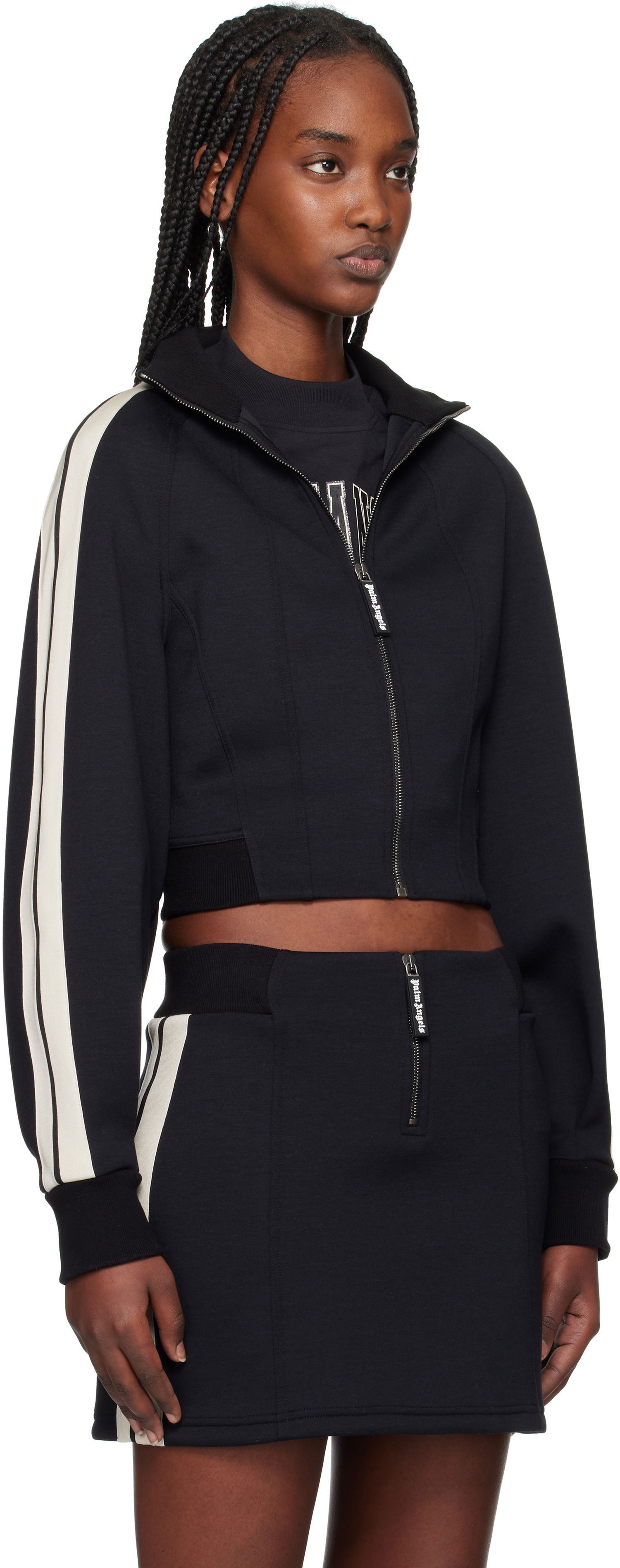 Træningsdragt Palm Angels Palm Angels Neoprene Cropped Track Jacket Mørkeblå | PWEA127S25FAB0011003, 1