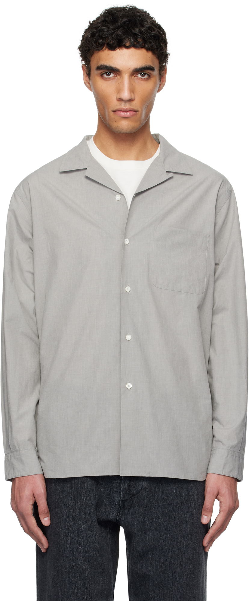 Skjorte NANAMICA nanamica Open Collar End-on-End Shirt Grå | S25SG063U