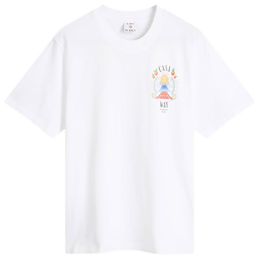 T-shirt Casablanca Casablanca Casa Way Mountain Printed T-Shirt, Size Large Hvid | MPF25-JTS-001-08