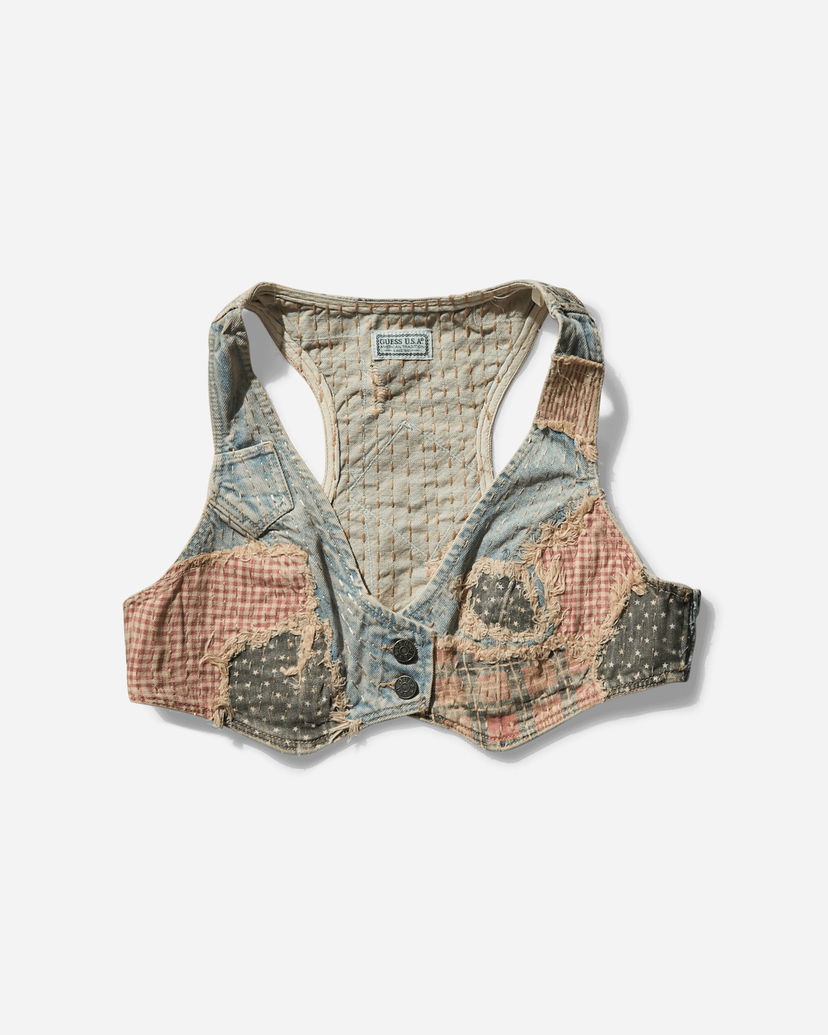 Vest GUESS Vintage Denim Patchwork Vest Blå | W5GH29D4RVB GULW