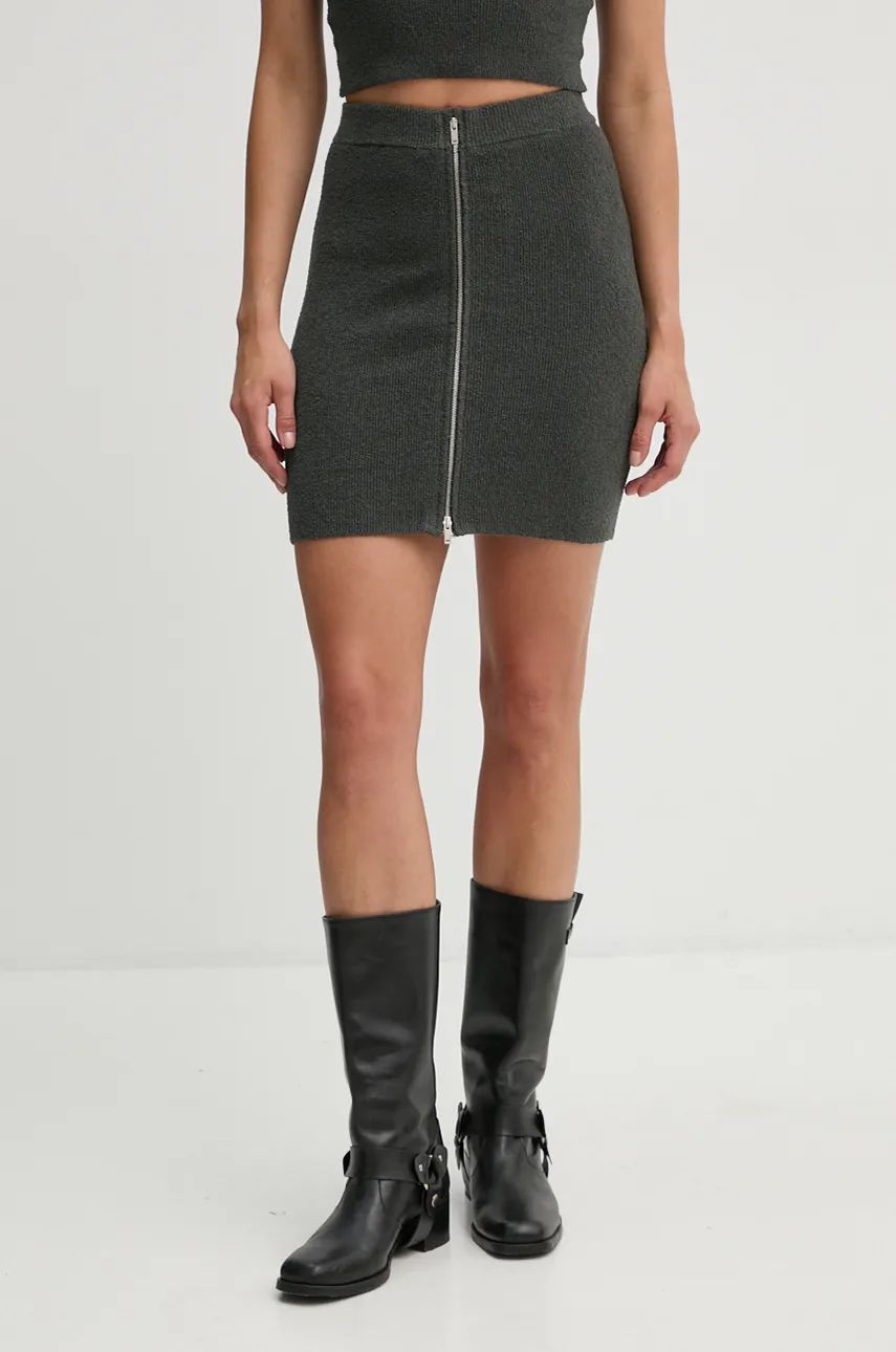 Nederdel Nanushka Textured Mini Skirt with Front Zip Grøn | NW24PFSK23494, 0