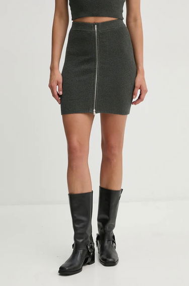 Nederdel Nanushka Textured Mini Skirt with Front Zip Grøn | NW24PFSK23494, 0