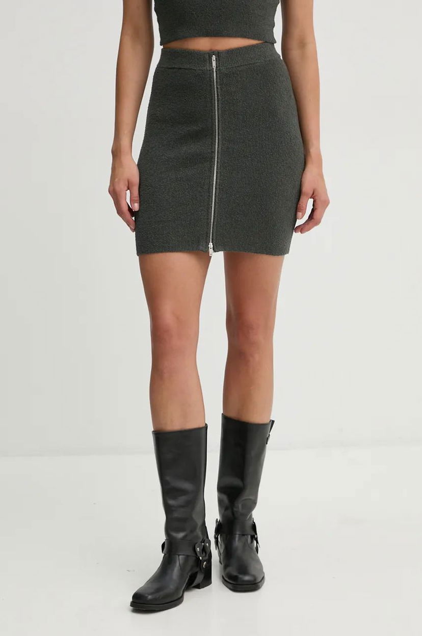 Nederdel Nanushka Textured Mini Skirt with Front Zip Grøn | NW24PFSK23494