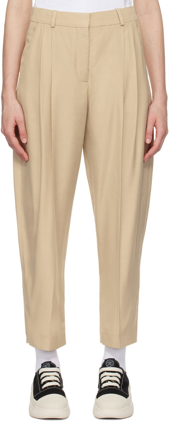 Bukser Stella McCartney Stella McCartney Tapered Trousers Beige | 5919643DU701