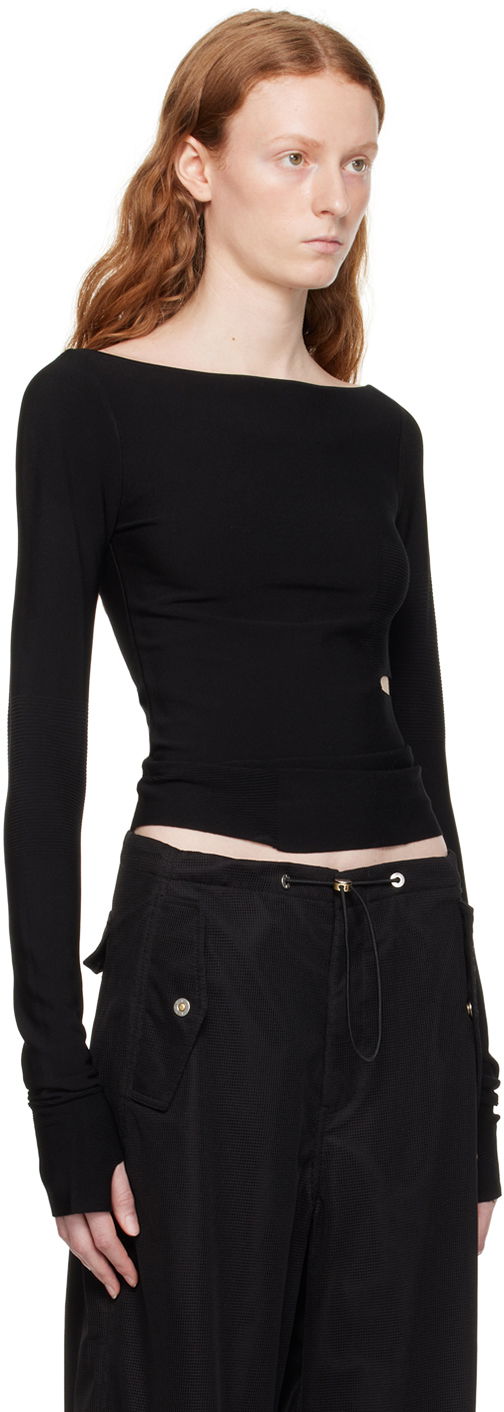 T-shirt Dion Lee Cinched Slit Long Sleeve Top Sort | C7212P23, 1