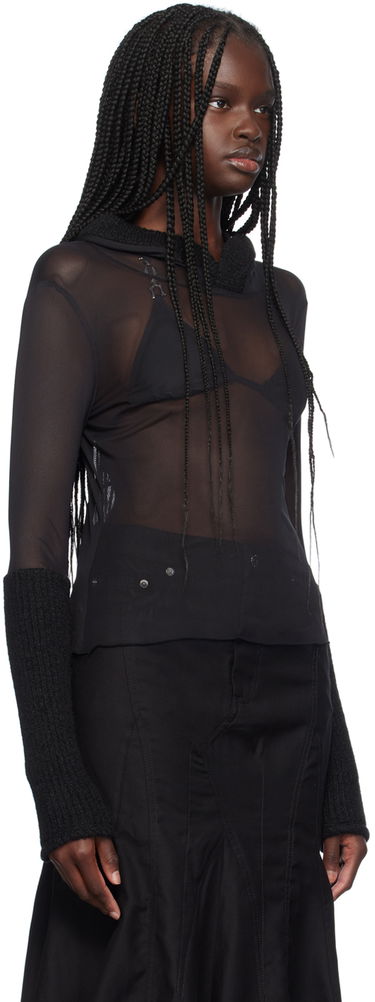 Sweater Miaou Miaou Mari Sheer Mesh Hoodie Sort | 8105PM2BLK, 1
