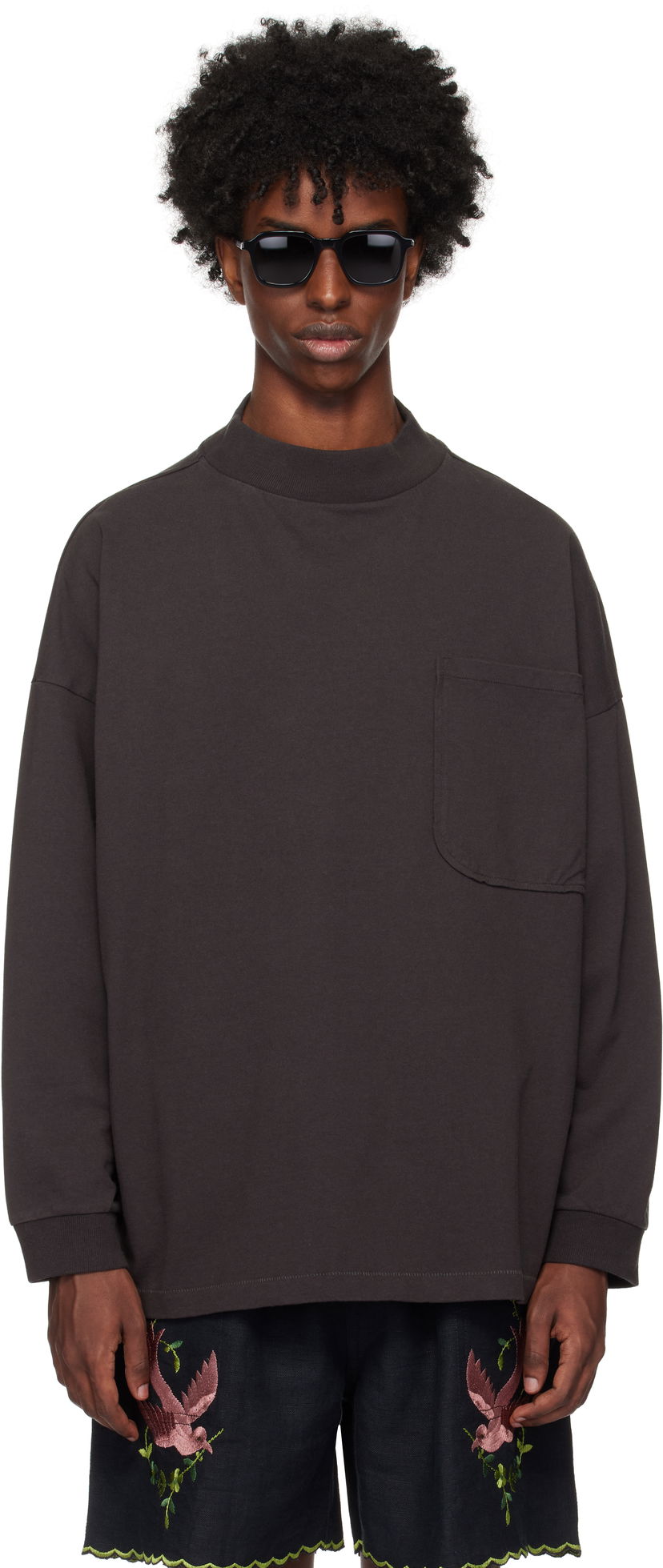Sweater Bode Bode Barry Mockneck T-Shirt Brun | MRF24CS027