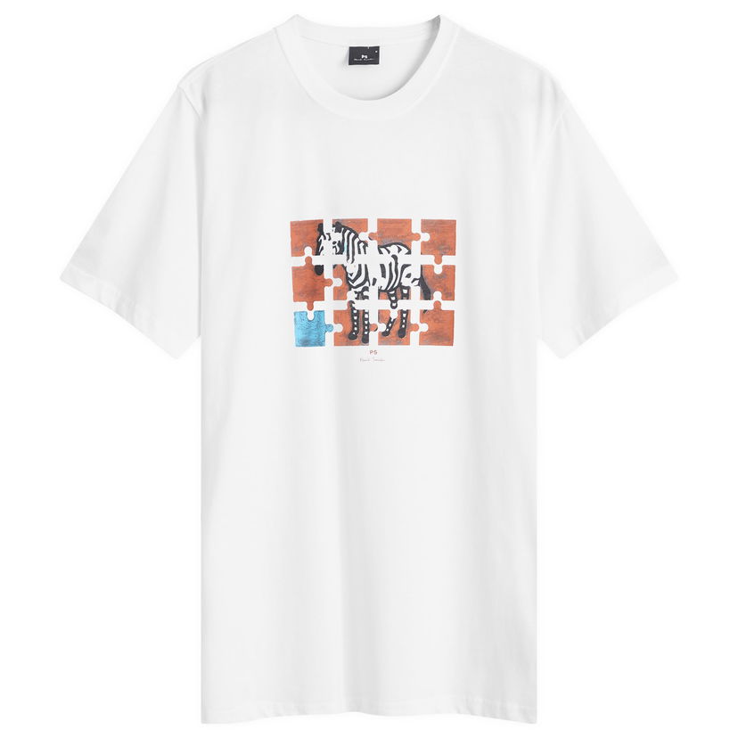 T-shirt Paul Smith Paul Smith Men's Jigsaw Zebra Graphic T-Shirt, Size Large Hvid | M2R-011R-PP5079-01