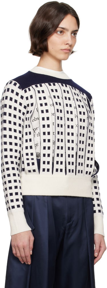 Sweater JW Anderson JW Anderson Jacquard Panel Slit Sweater Hvid | KW1410-YN0438, 1