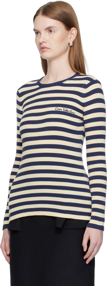T-shirt Valentino Valentino Striped Cotton T-Shirt Mørkeblå | 7B3KC66N9JD, 3