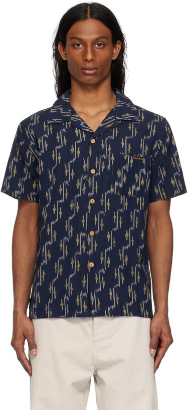 Skjorte Nudie Jeans Nudie Jeans Arvid Ikat Shirt Mørkeblå | 140879, 0