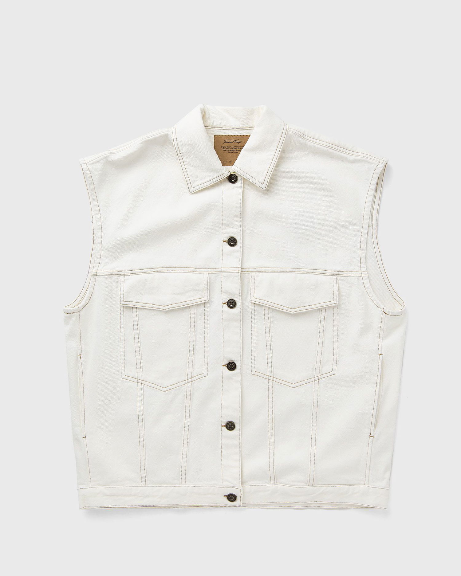 Vest American Vintage Sleeveless Denim Vest Hvid | JOZ16AE25-OFF-WHITE, 0