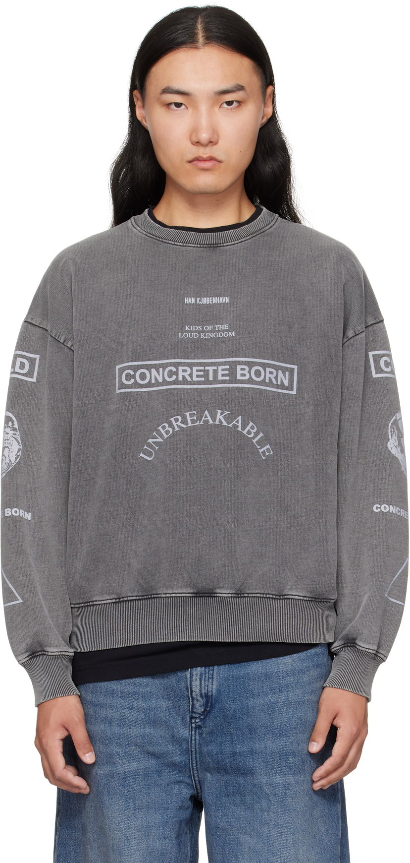 Sweatshirt Han Kjøbenhavn Han Kjobenhavn Graphic Printed Crewneck Sweatshirt Grå | M-134728