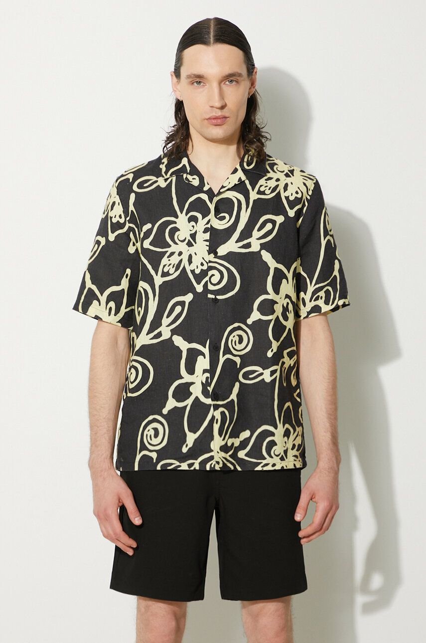 Skjorte Samsoe Samsoe Samsoe Samsoe Regular Fit Floral Print Linen Shirt Sort | M23200085, 0