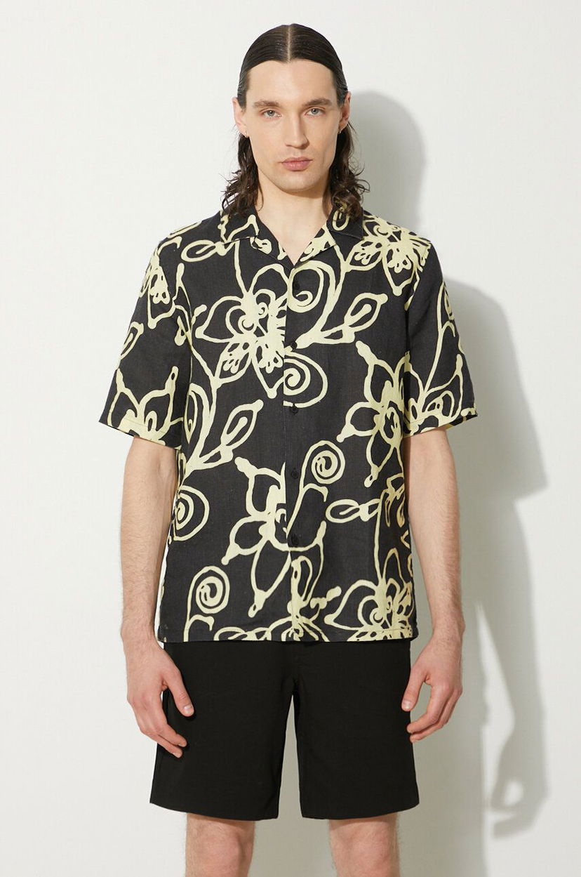 Skjorte Samsoe Samsoe Samsoe Samsoe Regular Fit Floral Print Linen Shirt Sort | M23200085