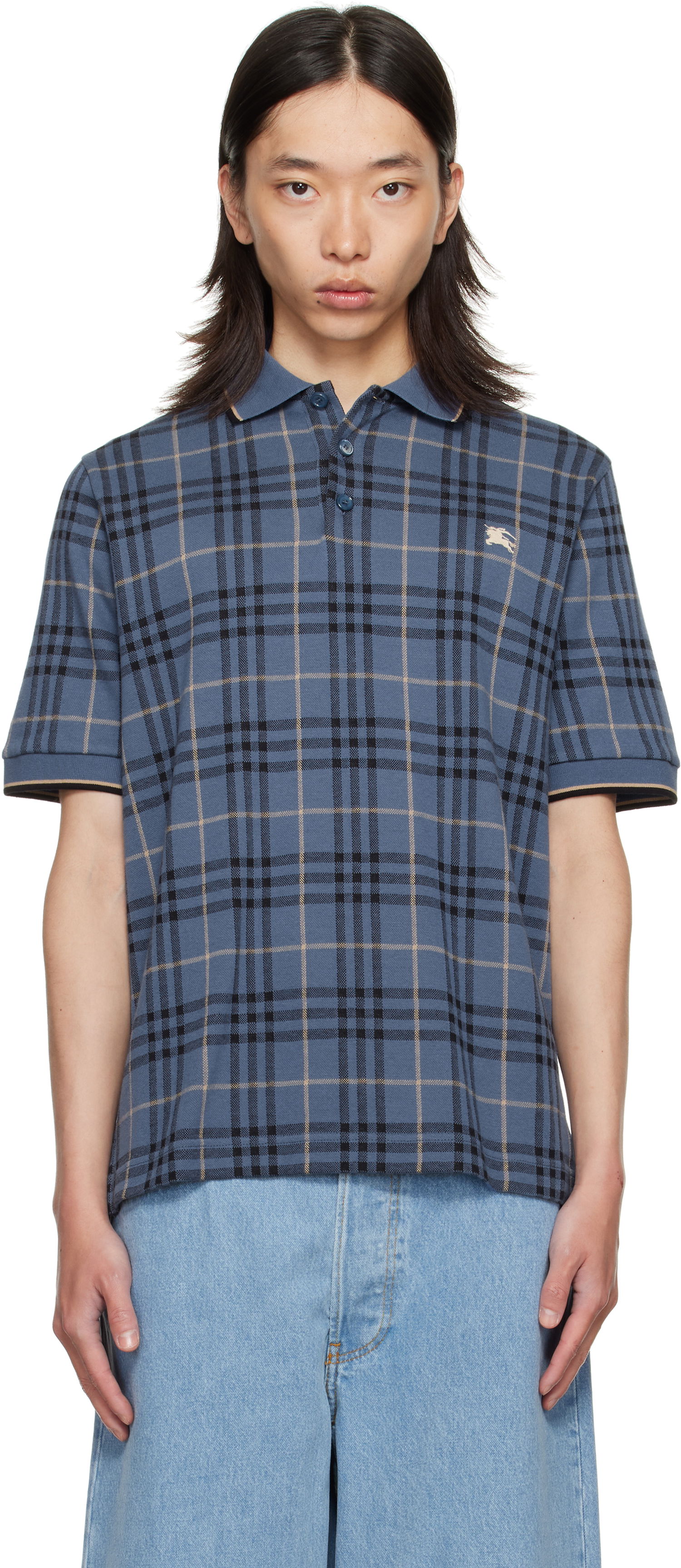 Polo skjorte Burberry Burberry Check Cotton Polo Blå | 8110104, 0