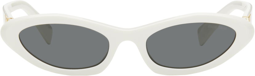 Solbriller Miu Miu Miu Miu Pointed Cat Eye Acetate Sunglasses Hvid | 0MU 09YS 8056597897761
