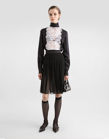 Nederdel Dolce & Gabbana Dolce & Gabbana Pleated Chiffon Midi Circle Skirt Sort | F4CYBTFUSNWN0000, 1