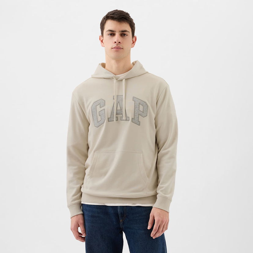 Sweatshirt GAP French Terry Pullover Logo Hoodie Unbleached White Beige | 868453-02
