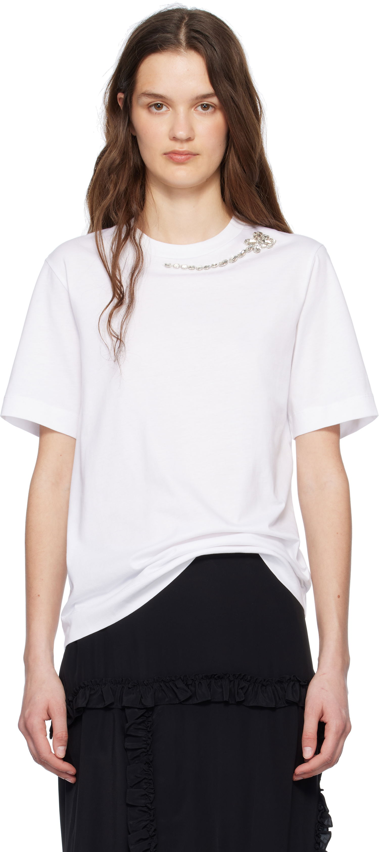 T-shirt Simone Rocha Simone Rocha Embellished Flower T-Shirt Hvid | 5342B 0553, 0