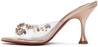 Skopleje Christian Louboutin Christian Louboutin Degraqueen 85 Embellished Clear Strap Kitten Heel Mules Lyserød | 3230288, 2