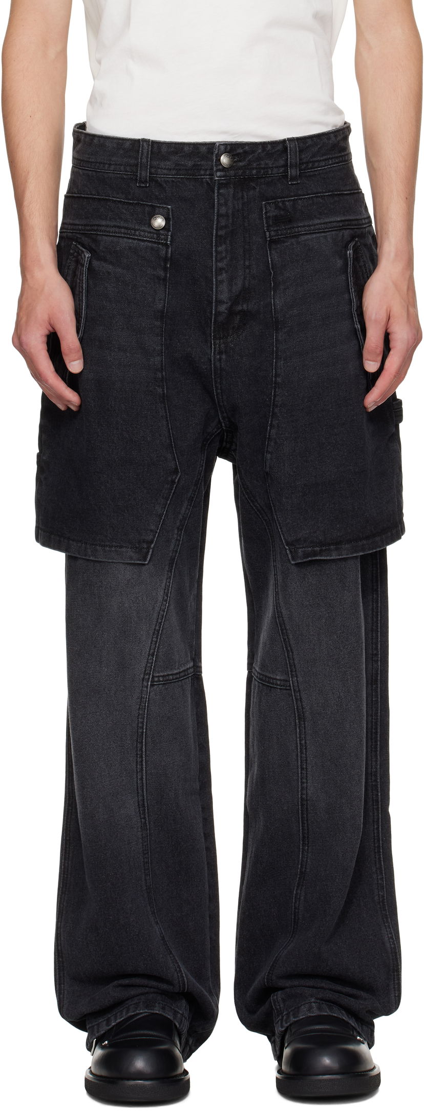 Jeans Andersson Bell Raptor Layered Wide-Leg Jeans Sort | apa838u