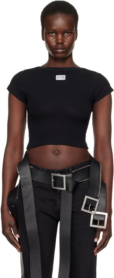 Crop top Jean Paul Gaultier Jean Paul Gaultier 'The Patch' Ribbed Crop T-Shirt Sort | 25/33-F-TS105P-J054-00, 0