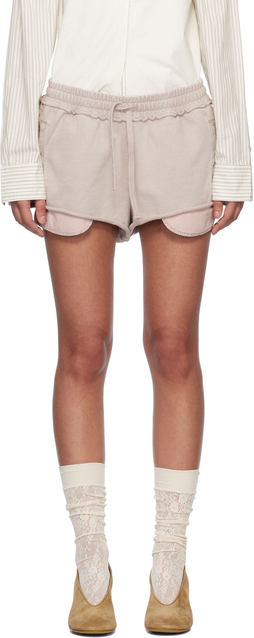 Shorts Acne Studios Acne Studios Appliqué Shorts Lyserød | AE0080-