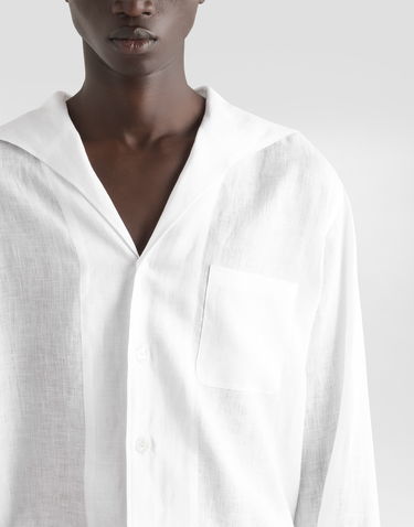 Skjorte Dolce & Gabbana Dolce & Gabbana Long-Sleeved Linen Shirt Hvid | G5MW6TFU4JBW0800, 3