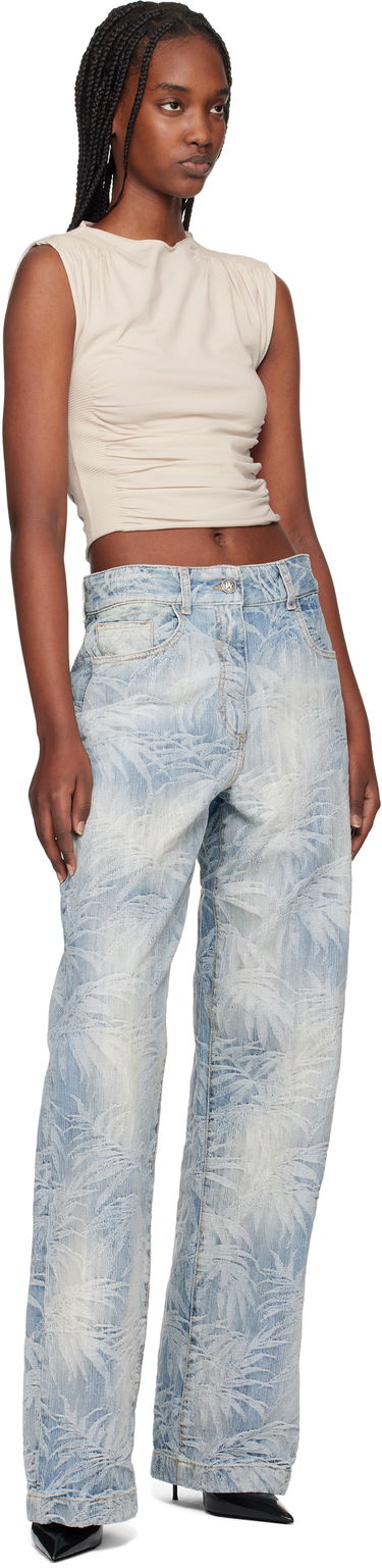 Jeans Palm Angels Palm Angels Palms Jacquard Loose Jeans Blå | PWYB041S25DEN0024440, 3
