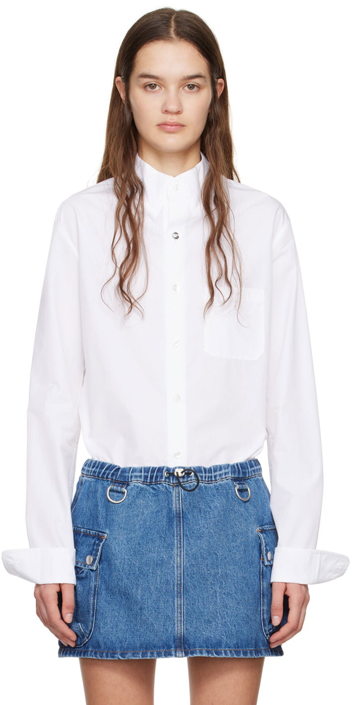Skjorte Coperni Band Collar Shirt Hvid | COPCH34300
