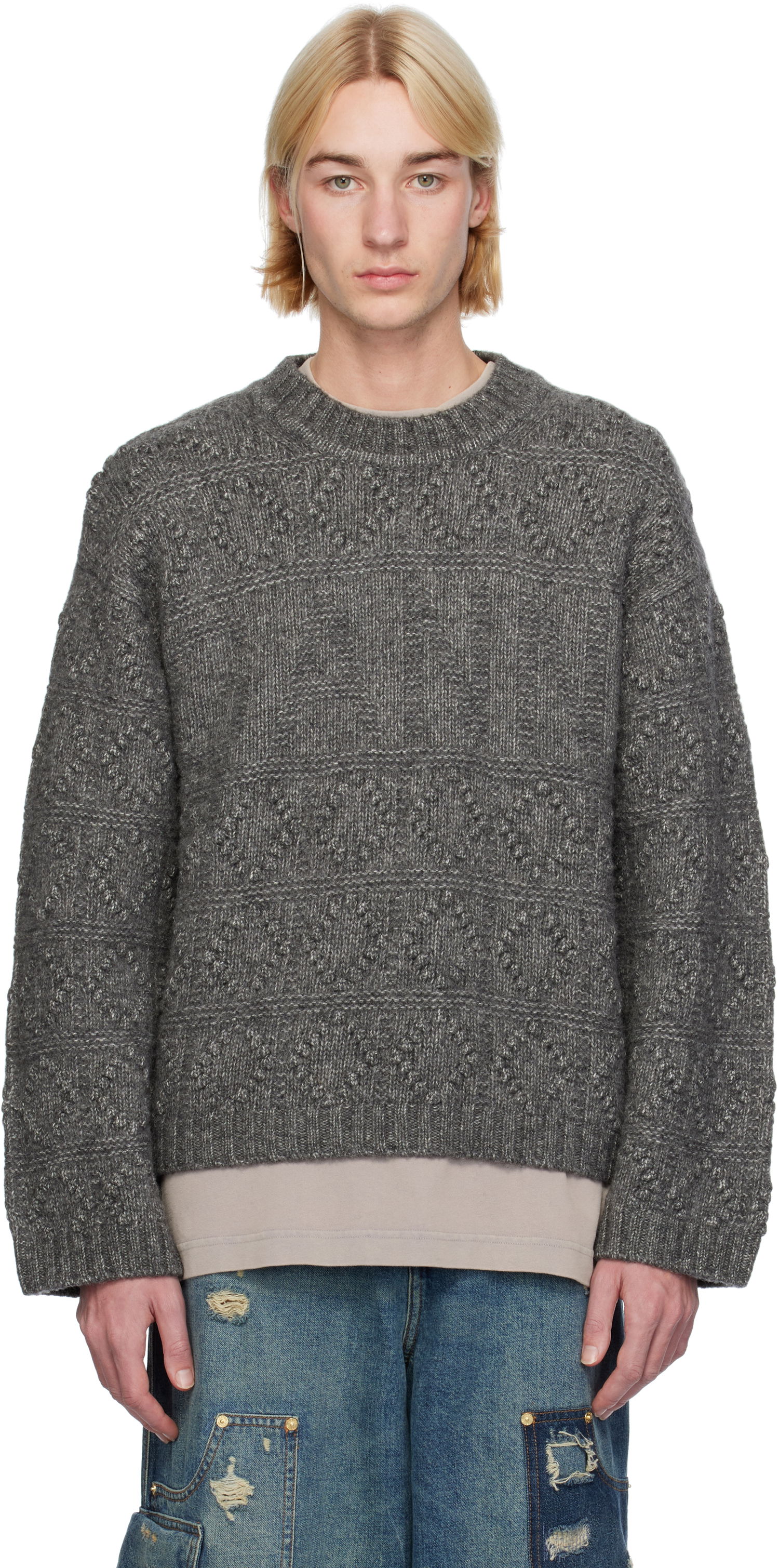 Sweater GANNI Bubble Knit Sweater Grå | K2338, 0